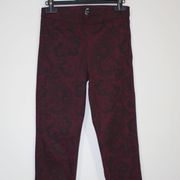 H&M hlače-tajice bordo boje/crni uzorak, vel. 34/XS