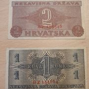 NDH 1 i 2 kune, izdanje 25.9.1942.g