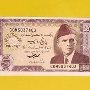 PAKISTAN 5 RUPEES COMMEMORATIVE NOTE 1947-1997 "LIMITED EDITION" -K38