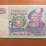 Švedska 5 kruna 1977