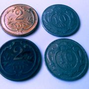2 & 10 heller, 4 kovanice iz oko 1900 godine