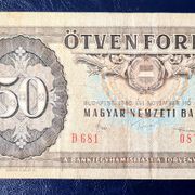50 forinti Mađarska 1957.-1963. izdanje (godina na novčanici 1986.)