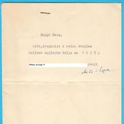 MOŠA PIJADE- stari originalni potpis (autogram) iz 1952. godine RRR