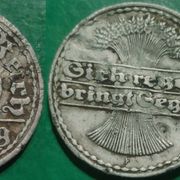 Germany 50 pfennig, 1919 "F" kovano samo 160000 komada ****/