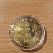Bitcoin suvenir zlatna boja u kapsuli promjer 40 mm