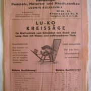 Stara reklama - Maschinenbau Ludwig Kozeschnik - LU-KO Kreissage - 1 €