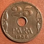 JUGOSLAVIJA 1938 - 25 PARA