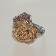 Prsten srebro 925 žig, rodoliti,ruža,pozlata 14kt