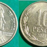 Chile 10 pesos, 2014  "Mercury staff" - Utrecht, Netherlands ***/