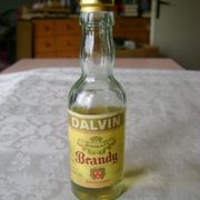 Stara mini bočica - Domaći brandy Dalvin - vintage staklena ambalaža - 1 €