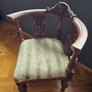 Antikna viktorijanska talijanska kutna stolica od rezbarenog oraha ☆