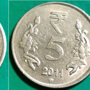 India 5 rupees, 2011 "*" Hyderabad ***/