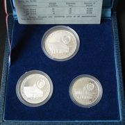 Jugoslavija, 500, 1000 i 1500 Dinara, 1980, srebro, Vukovarski kongres, BU
