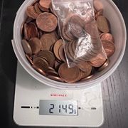 Lot kovanica od 1, 2 i 5 centi od Eura, 2.149 kg kovanica