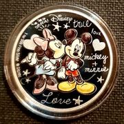 Mickey i Minnie Mouse - lijepa posrebrena kovanica 40 mm