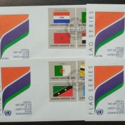 UN 1989 - 4 prigodne koverte, tema zastave. Zanimljivo sve kao na slikama.