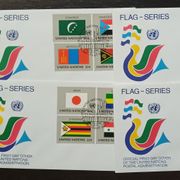 UN 1987 - 4 prigodne koverte, tema zastave. Zanimljivo sve kao na slikama.