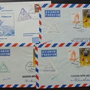 Jugoslavija - lot od 4 prigodne koverte na temu prvi let, jedna sa rupana o