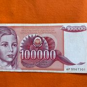 JUGOSLAVIJA 100 000 DINARA 1989