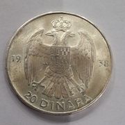 20 dinara 1938, srebro