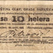 Kraljevina SHS 10,20,50 Helera 1919 grad Sarajevo