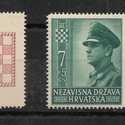NDH, 1943.god., Pavelić, serija sa privjeskom iz sredine arka, MNH ,