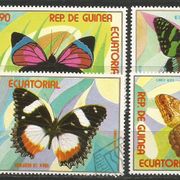 Ekvatorijalna Gvineja,Fauna-Leptiri 1976.,žigosano sa gumom