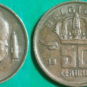 Belgium 50 centimes, 1955 Legend in French - 'BELGIQUE' ***/