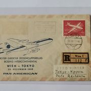 Austrija 1959. Prvi let Beč - Tokyo preko New Yorka lijepo pismo