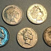 Lot Kovanica Australija  10 Cents 1975 - 2014 / 5 kom