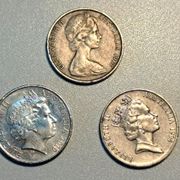 Lot Kovanica Australija  20 Cents 1967 - 2010 / 3 kom