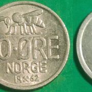 Norway 10 öre, 1962 ***/
