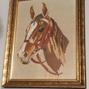 Goblen iz 1970-ih Glava konja u starinskom okviru, savršeno stanje