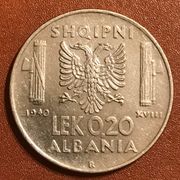 ALBANIJA 1940 - 0.20 LEK - TALIJANSKA OKUPACIJA