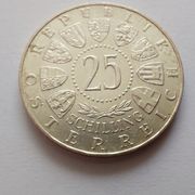 Austrija 25 Šilinga 1958 srebro