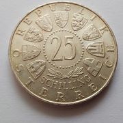 Austrija 25 Šilinga 1956 srebro