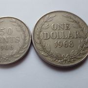 Liberija 50 Cents i 1 Dolar 1966/68