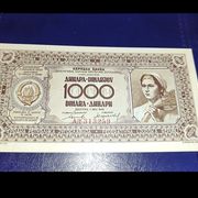 1000 Dinara 1946 Strogi UNC - Bez Niti Rjeđe