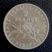 FRANCE/ 2 FRANC/ 1917.g./ srebro .835