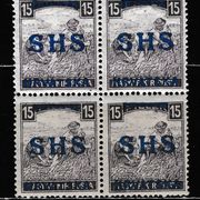 HRVATSKA 1918 SHS 15 Filira bijele brojke četverac