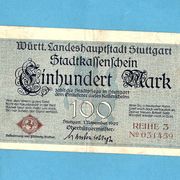 Njemačka, 100 Maraka 1922, Stuttgart