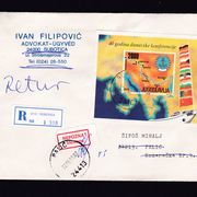 Jugoslavija 1989 preporučeno pismo „nepoznat“ Retour