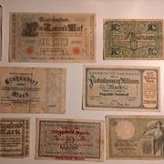 Lot 10 Starih novčanica Njemačka Reich Banknote + Gross Notgeld 1