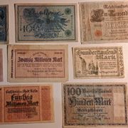 Lot 10 Starih novčanica Njemačka Reich Banknote + Gross Notgeld 2
