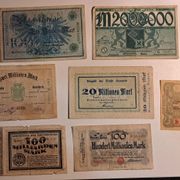 Lot 10 Starih novčanica Njemačka Reich Banknote + Gross Notgeld 3
