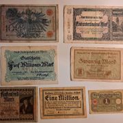 Lot 10 Starih novčanica Njemačka Reich Banknote + Gross Notgeld 5