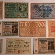 Lot 10 Starih novčanica Njemačka Reich Banknote + Gross Notgeld 6