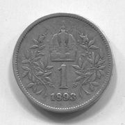 AUSTRIA - 1 kruna / corona, 1893. srebro