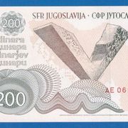 JUGOSLAVIJA 200 DINARA 1990  UNC