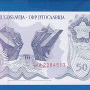 JUGOSLAVIJA 50   DINARA 1990  UNC